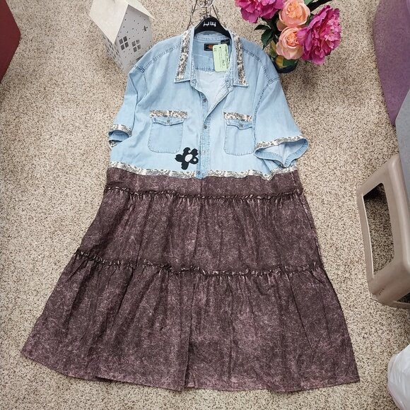 3610 Size 4X Upcycled Jean Duster. - Picture 2 of 6